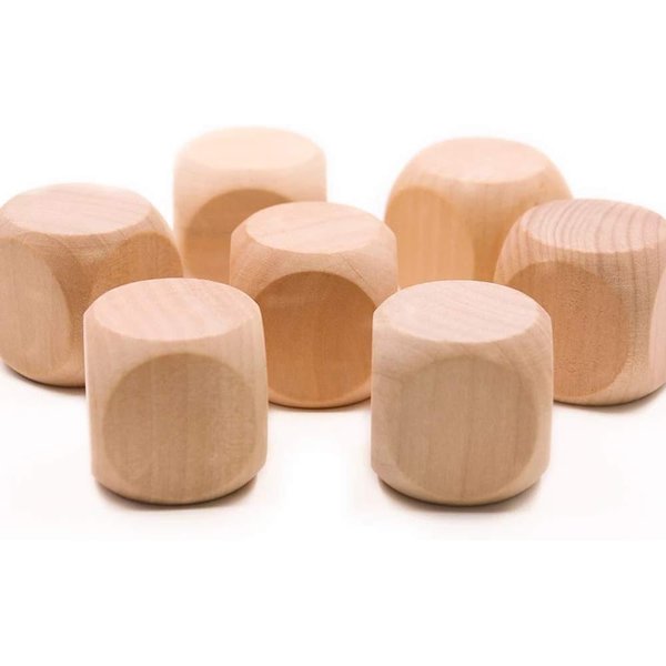 10 Pcs Wooden Dice, 6 Sided Blank Dice Round Corner Cube Dice DIY Graffiti Dice Crafts Toy Dice Board Game Party Supplies Standard Game Dice (1.8cm)