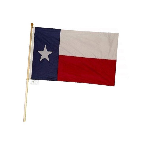 MWS 5 Foot Wooden Flag Pole Kit Wall Mount Bracket with 3x5 Texas State House Flag