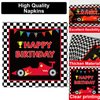 25 Guests Race Car Birthday Party Supplies Plates Napkins Forks Set Disposable Racing Car Tableware Paper Plates Dinnerware for Boys Kids Baby Shower Decorations Favors