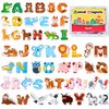 JoyCat Wooden Fridge Magnets for Kids – 26 Cute Animals & Uppercase Letters for Toddlers, Magnetic Alphabet Refrigerator Toys, Fun Educational Learning Gifts for Preschool 2 3 4 5 Years Old