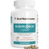Real Mushrooms Vitamin D2 (120 ct) Vegan Vitamin D Supplements - Organic Vitamin D Vegan Supplement 1000 IU Shiitake & Agaricus Mushroom Complex - Vegan Vitamins for Bone & Muscle Health, Energy, Mood