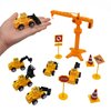 Nevperish 18 PCS Construction Cake Toppers Vehicles Cake Decoration Set Excavator Tower Crane Cupcake Topper Traffic and Road Sign Decor Happy Birthday Party Supplies Favors