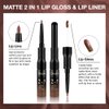 evpct 1Pcs Dark Brown Lip Stain Paint Matte Lip Liner and Lipstick Set Long Lasting Smudge Proof labiales matte mate larga duracion listip 24 hours a prueba de agua mate 24 horas originales,25#