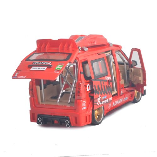 Ailejia Sprinter Van Car Toy Hot Rod Diecast Metal Model Toy Car-1:24 Scale Model Graffiti Sprinter Van Car with Sound and Light, Pull Back Vehicles Model Car with Sound and Light for Kids (Red)