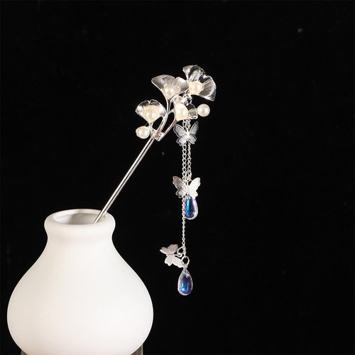 Leadigol Tassel Hairpin Ornaments Plate Hair Fork Fashion Classic Chinese Butterfly Tassel Hair Accessories