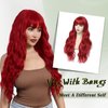 Angzon Red Wig With Bangs Long Curly Wavy Red Wigs for Women 26 Inches Natural Looking Heat Resistant Fiber Wig for Daily Party Use