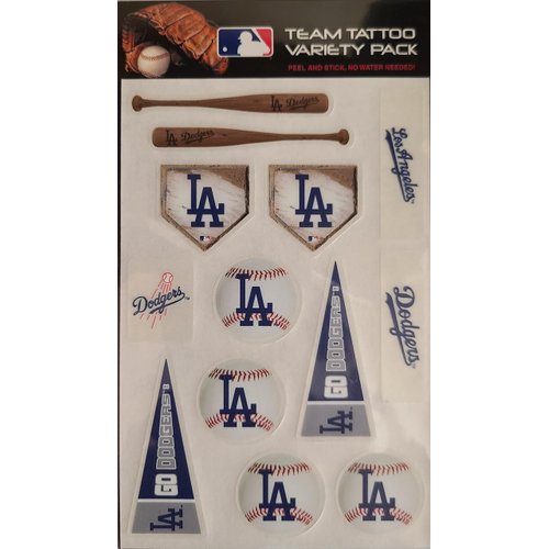 Rico MLB Los Angeles Dodgers Products MLB Temporary Tattoos Variety 2 Pack Los Angels Dodgers, Black, Small
