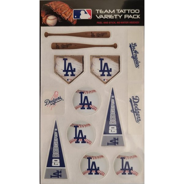 Rico MLB Los Angeles Dodgers Products MLB Temporary Tattoos Variety 2 Pack Los Angels Dodgers, Black, Small