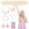 MUPUL Blonde Wig With Bangs Long Blonde Cosplay Wig Straight Halloween Costume Wigs For Women