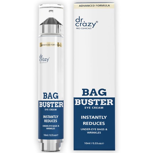 Dr. Crazy Bag Buster Eye Cream | Eye Cream for Puffiness and Bags Under Eyes | Dark Circles Under Eye Treatment | Eye Bags Treatment for Women & Men | Eye Cream Anti Aging | 10ml