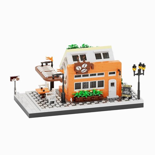 BDYDT Architecture Inverted Coffee Shop Micro Building Blocks Set（2100+PCS） - Architectural Model Toys Gifts for Kid and Adult