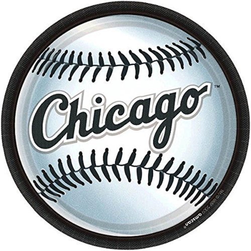 Amscan Chicago White Sox Round Plates, 9", Pack of 18