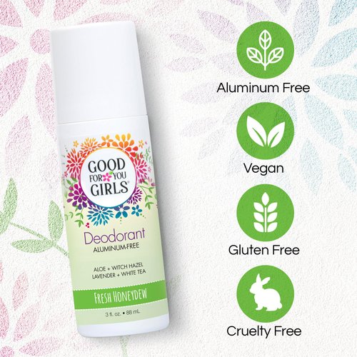 Good For You Girls Natural Deodorant Aluminum Free, Roll on Deodorant with Fresh Honeydew Scent, Girl Deodorant - Safe & Gentle for Kids & Teens(3 Fl. Oz)(Honeydew Scent)(Pack 1)