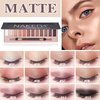 PERVALA 12 Colors Naked Eyeshadow Palette, Natural Nude Matte Pigment Eye Shadow Palette Makeup, With Brush, Long Lasting & Waterproof Smokey Professional Beauty Eye Makeup Kit（Matte）