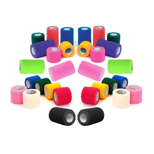 Prairie Horse Supply Vet Wrap Tape Bulk (Assorted Colors) (6 Pack) (4 Inches wide) Vet Wrap Medical First Aid Tape Self Adhesive Adherent for Ankle Wrist Sprains and Swelling
