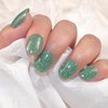 LIFOOST Gel Nail Polish Strips Glitter and Solid Color Full Cured Gel Nail Stickers 20 Extra-Long Gel Manicure Strips (Crystal Diamond Green)
