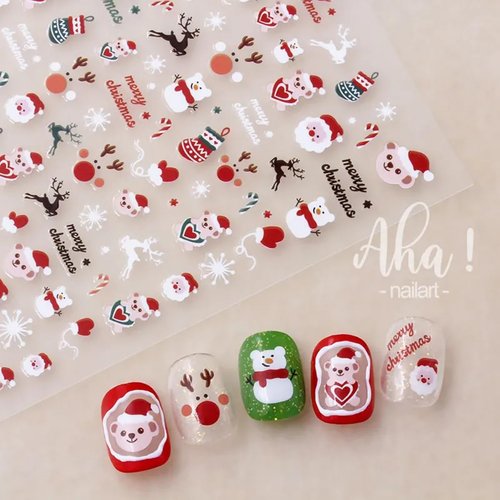 Christmas Nail Stickers Winter Snowman Snowflake Nail Art Stickers 8PCS Elk Santa Claus Christmas Nail Art Designs Supplies 3D Nail Adhesive Decals Xmas Transfer Sliders for Manicure Nail Decorations