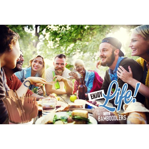 BAMBOODLERS Disposable Wooden Cutlery Set | 100% All-Natural, Eco-Friendly, Biodegradable, and Compostable - Because Earth is Awesome! Pack of 200-6.5” utensils (100 forks, 50 spoons, 50 knives)
