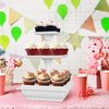 3-Tier Cupcake Stand - Square Display Stand for Birthday, Tea Party, Wedding, or Baby Showers - Dessert Table Display Set by Chef Buddy (White)