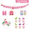 Mpanwen Girl Dinosaur Birthday Party Supplies, Pink Dinosaur Dino Party Decorations for Girls Baby - Backdrop, Banner, Cake, Cupcake Toppers, Cupcakes Wrappers, Balloons and Tablecloth
