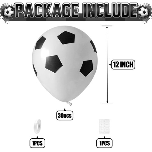30pcs Soccer Balloon,Soccer Party Birthday Decorations,Football Balloon for Boys,12 Inch Black White Soccer Latex Balloons for Kids Football Euros Football Sport Theme Party Decorations