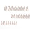 MISUD Press on Nails Medium Almond Fake Nails Glossy Glue on Nails Chrome Swirl Acrylic Nails Stiletto Silver Aurora Artificial Nails 3D Pearl Flash False Nails with Design 24 pcs