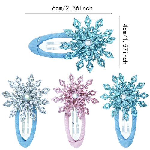 6 PCS Snowflake Hair Clip Christmas Hairpins Glitter Hair Clips Xmas Bow Hair Clip Festive Snowflake Hairpins Alligator Hair Barrettes Hair Accessories for Women Girls