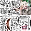 TASROI 5 Sheets 3D Joker Tattoos Hand Face Halloween Makeup Kit, Smile Face Ghost Clown Damaged Joker Temporary Tattoo For Men Women Adults, Scary Prisoner Fake Tattoo Stickers Halloween