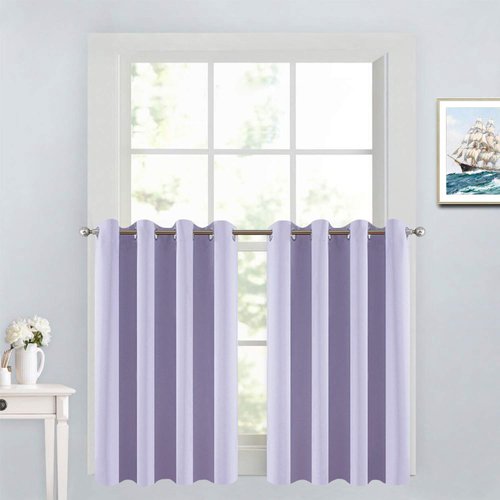 Yakamok Blackout Small Window Curtains with Grommet Top, Room Darkening Thermal Insulated Window Panel Drape for Bedroom Bathroom, 52Wx36L, Lilac, 2 Panels