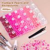 9000PCS Flatback Pearls and Rhinestones for Crafting, Dark Pink 3-10mm Resin Rhinestones and Half Pearls for Bedazzling, Nail Art and Dec with 3pcs B7000 Jewelry Glue, Tweezer and Pickup Pencil