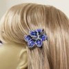 Medium Decorative Hair Comb Rhinestone Crystal Rose Simulated Pearl Bridal Hair Comb, Blue