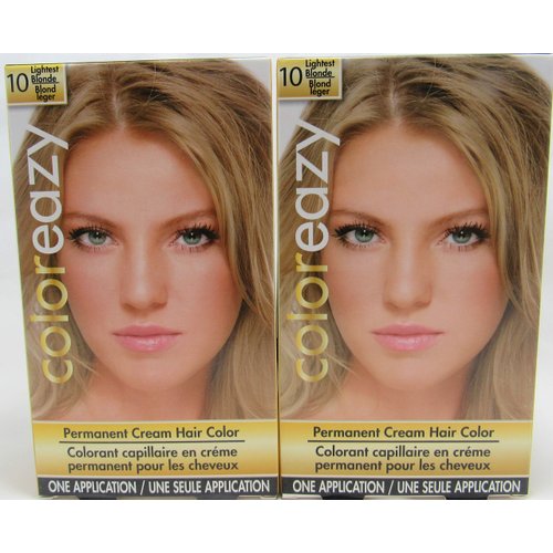 Coloreazy Permanent Cream Hair Color (Lightest Blonde) 2 Pack by Color Eazy