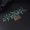 Jumwrit Bride Wedding Hair Comb Rhinestone Bridal Hair Comb Wedding Headpiece Handmade Hair Accessories for Bridesmaid Women Girls(Green)