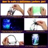 Liliful 6 Set DIY Lantern Jar Halloween Crafts Kit for Kids, LED Fairy Jar Halloween Decorations Include 500ml Jar with Light Spider Web Sticker Accessories for Garden Horror Lamp Party Supplies