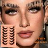 False Eyelashes Fluffy Mink Lashes Long Full Eyelashes 200D Wispy Thick Russian Strip Lashes Cat Eye Volume Lash Strips D Curl Dramatic 7 Pairs Fake Lash Extensions by Boahankuke