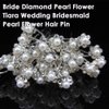 AKOAK 40 Pcs Bride Diamond Pearl Flower Tiara Wedding Bridesmaid Pearl Flower Hair Pin Delicate and Elegant Female U-pin Metal Hair Fork for Women's Hair Jewelry