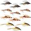 The Fly Fishing Place Trout Fly Assortment - Double Bead Nymph Collection 1 Dozen Weighted Nymph Fly Fishing Flies - Hook Sizes 8, 10, 12
