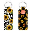 FREEBLOSS 2Pcs Chapstick Holder Keychain 1.5x3.8'' Lip Balm Holder Keychain Lightweight Lipstick Sleeve Pouch with Sunflowers Pattern for Women Girls