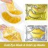 KlsyChry 24K Gold Gel Crystal Collagen Eye and Lip Mask Set, 10 Pairs Gold Eye Mask & 10 Pcs Gold Lip Mask for Moisturizing, Anti Wrinkle, Anti-Aging Hydrating Lip Patches and Under Eye Gel Pads