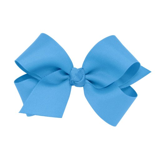 Wee Ones Girls' Classic Grosgrain Hair Bow (Knot Wrap) on a WeeStay No-Slip Hair Clip, For All Ages, Medium Bow, Copen