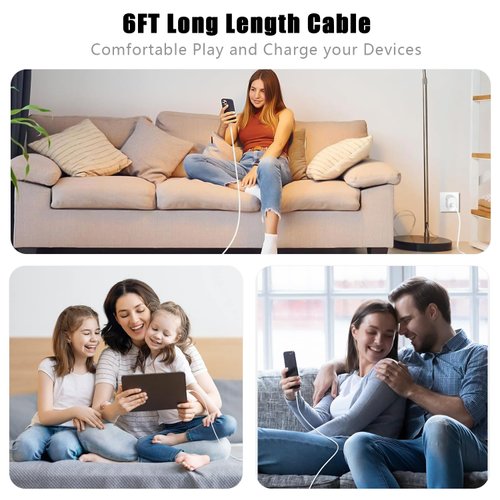 DIIMO 20W USB C Fast Charger for AirPods Max 2 (2024), AirPods Pro (2nd Gen) Wireless Earbuds 6Ft Type C Charger Charging Cable Cord Power Adapter