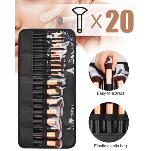 OCHEAL Makeup Brush Holder,Makeup Brush Organizer,Travel Makeup Brushes Bag Cosmetic Bags Pouch for Women Eyebrow Pencil Brushes Makeup Artist -Brushes Not included