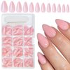 AddFavor Short Almond Press on Nails, 360pcs Pink Fake Nails Press ons Glossy Gel Acrylic Press ons Nails Short Almond Nails Set with Glue Adhesive Tabs for Women Girls