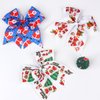 Cheer Hair Bow Ties with Elastic Printed Grosgrain Ribbon 7 Inch Red Christmas Old Man Gift Ponytail Holder Handmade Cheer Bow Hair Ties for Girls and Women Headdress Decor 1PCS