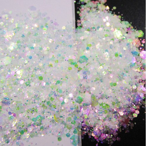 LuckForever 12 Colors Mermaid Iridescent Chunky Glitter Hexagon Fine Glitters Sequins Flakes & Powder Pigment for Epoxy Resin Makeup Body Crafts Nail Art Designs