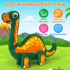 Mocoosy Wooden Dinosaur Painting Art Craft Kit for Kids 3-5, Wood Take Apart Dinosaur Snap Together Building Toy, Build Your Own Dinosaur with Paint and Stickers STEM Game Creative Gift for Boys Girls