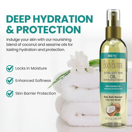 Biocare Extra-Soft Skin Body Oil with Coconut Oil - 6 oz