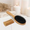 OWIIZI Boar Bristle Hair Brush for Women & Mens Natural Boar Bristle Brush Bamboo Detangler Brush and Comb Set for Long Curly Fine Hair(Set A)