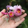 Fangsen Silver Wedding Rose Flower Hair Comb Bridal Flower Hair Clip Floral Hair Accessories for Women and Girls (Purple)