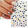 6 Sheets Bronzing Fall Nail Stickers 3D Metallic Self-Adhesive Nail Decals Fall Leaf Thanksgiving Nail Art Supplies Autumn Black Gold Maple Leaves Nail Designs Sticker for Women Manicure Accessories